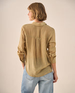 Camisa Beige Oversized con Cuello Camisero - Beige