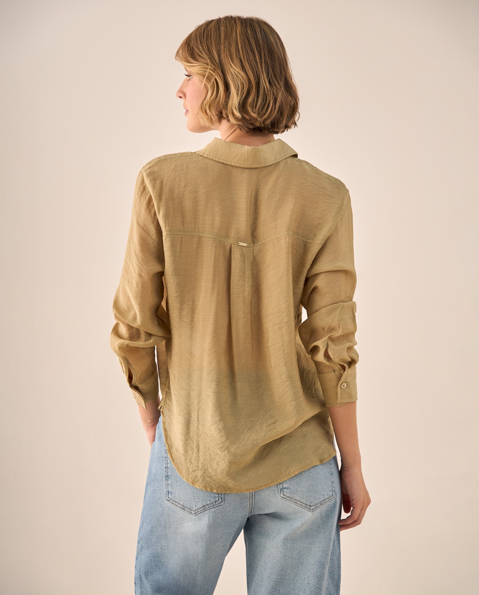 Camisa Beige Oversized con Cuello Camisero - Beige 34_619G048_BEI161110_6