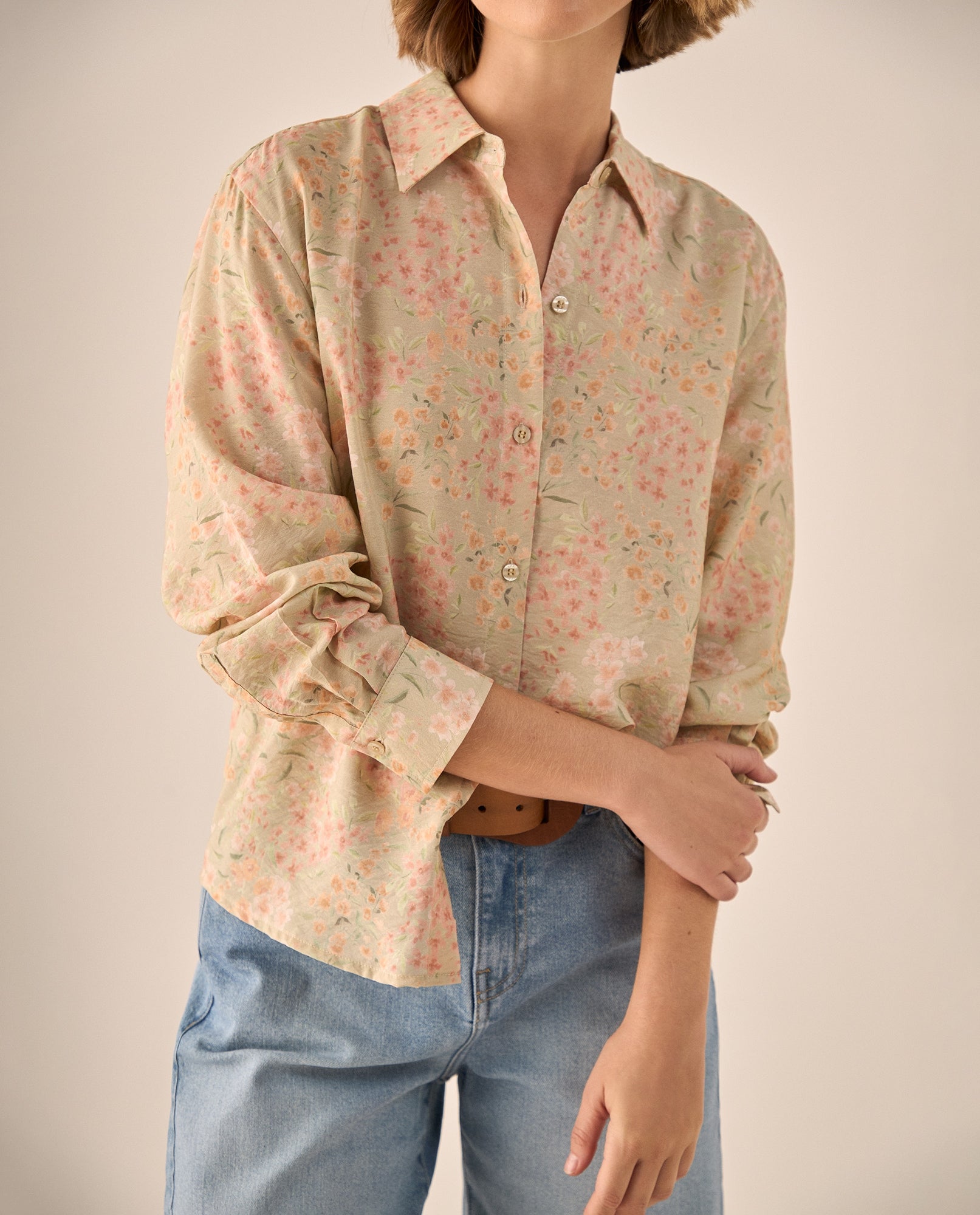 Camisa Floral Rosa Claro Manga Larga - Rosa 34_619G049_ROS131408_0