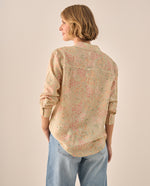 Camisa Floral Rosa Claro Manga Larga - Rosa