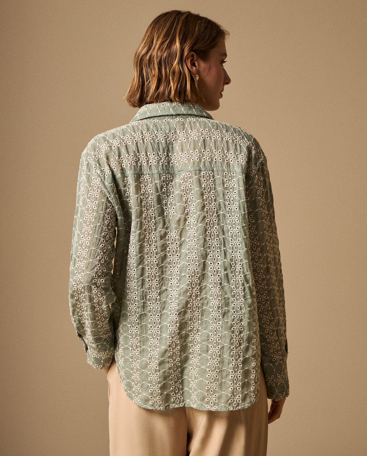 Camisa con Bordado Inglés Calado - Verde