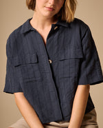 Camisa Textura Crinkle - Azul