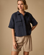 Camisa Textura Crinkle - Azul