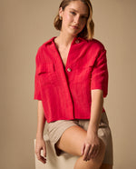 Camisa Textura Crinkle - Rojo