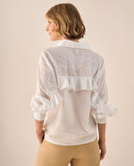 Camisa Blanca con Bordados Florales Artesanales - Crudo