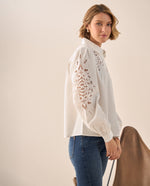 Camisa Blanca con Bordados Calados Artesanales - Crudo