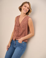 Camisa Bordada con Lazos Café Ladrillo - Café