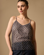 Top Bordado Geométrico con Lentejuelas - Gris
