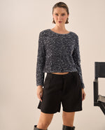 Camisa Lentejuelas Gris Plata Brillante - Gris
