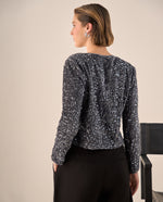 Camisa Lentejuelas Gris Plata Brillante - Gris
