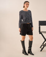 Camisa Lentejuelas Gris Plata Brillante - Gris