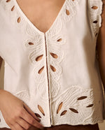 Camisa Blanca con Bordados Calados Artesanales - Crudo