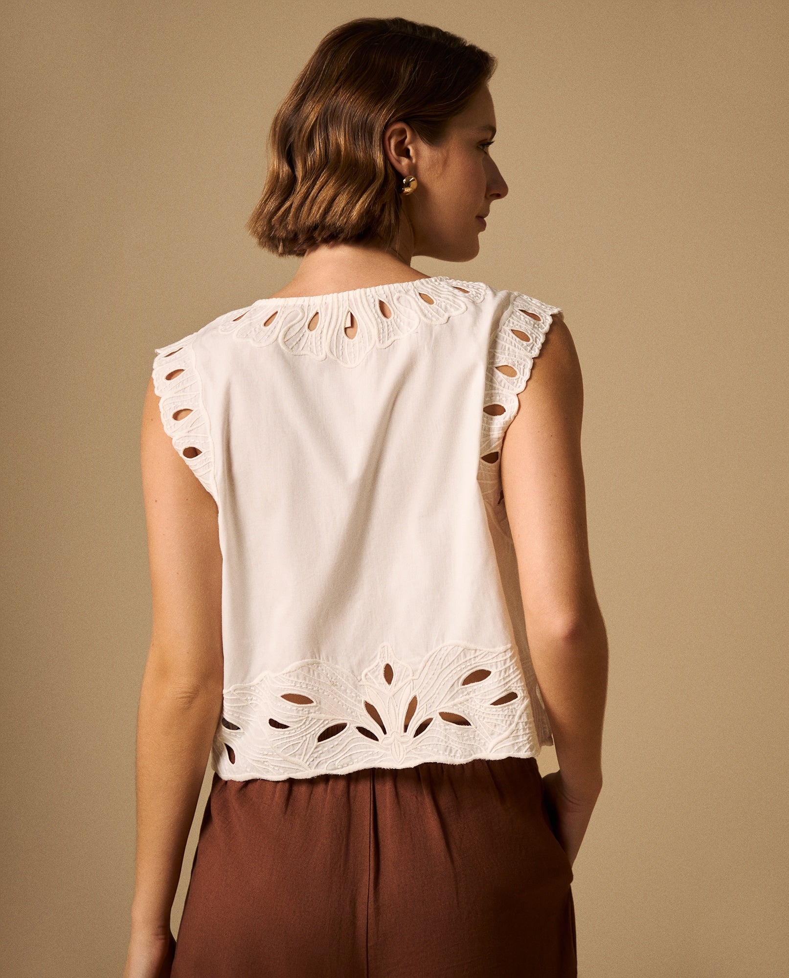 Camisa Blanca con Bordados Calados Artesanales - Crudo 34_619G229_CRU110604_4