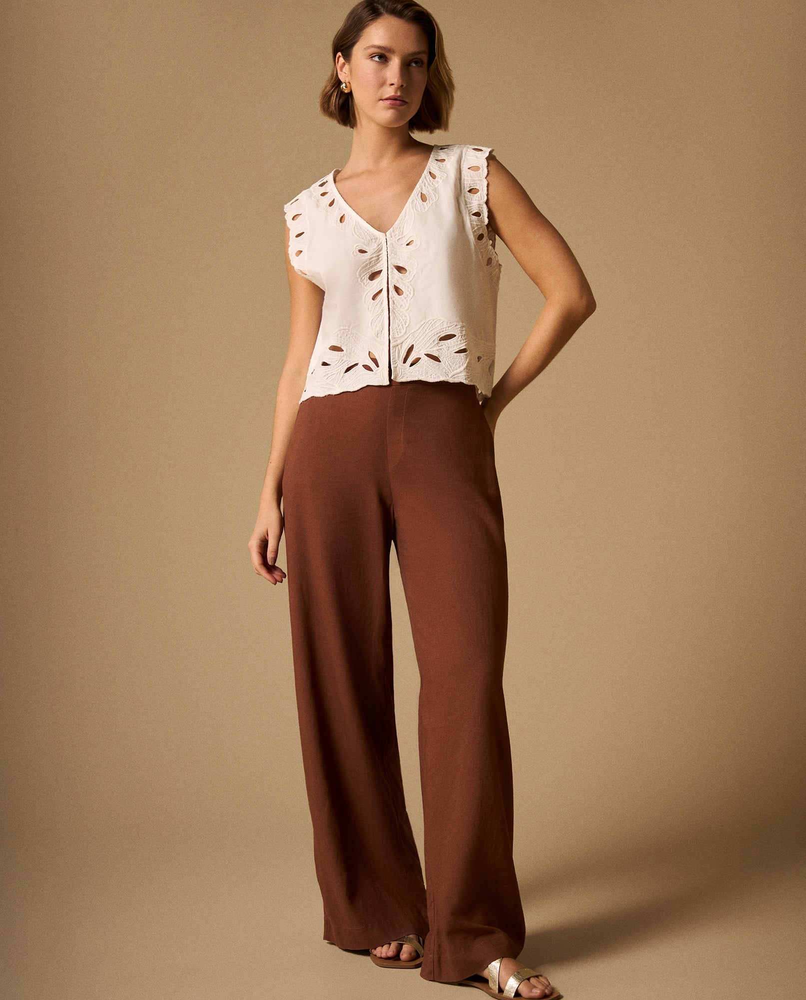Camisa Blanca con Bordados Calados Artesanales - Crudo 34_619G229_CRU110604_5