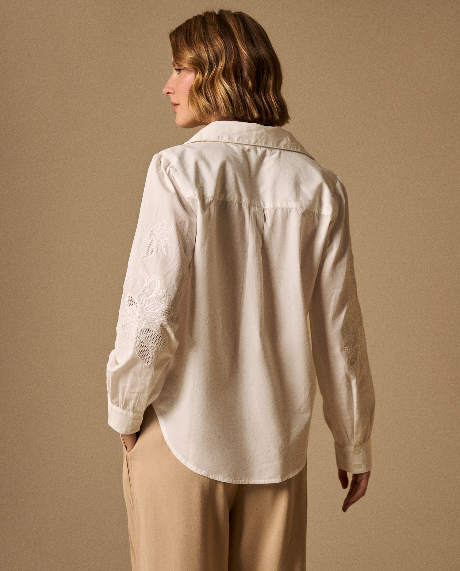 Camisa M/Larga Cuello Redondo - Crudo