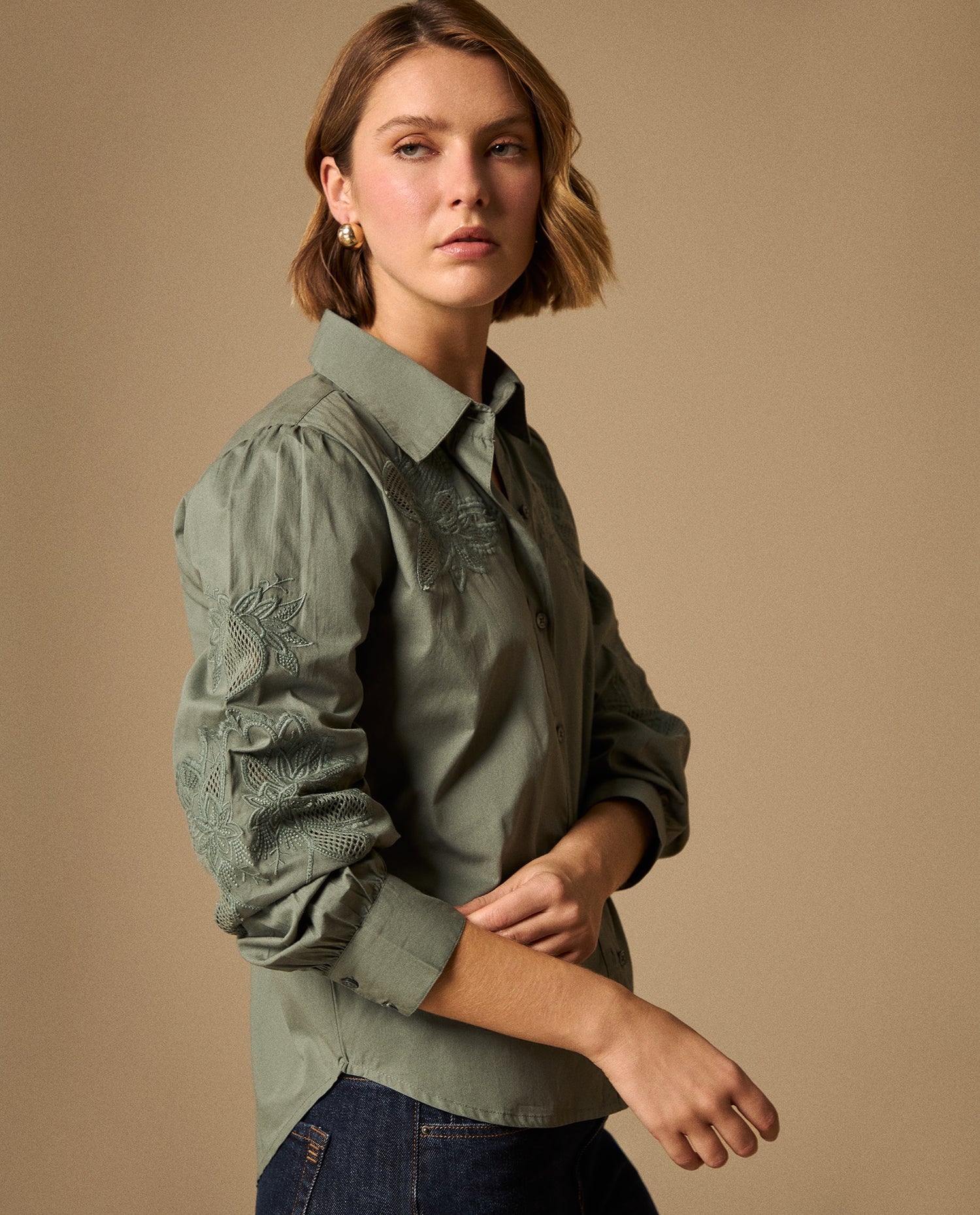 Camisa M/Larga Cuello Redondo - Verde