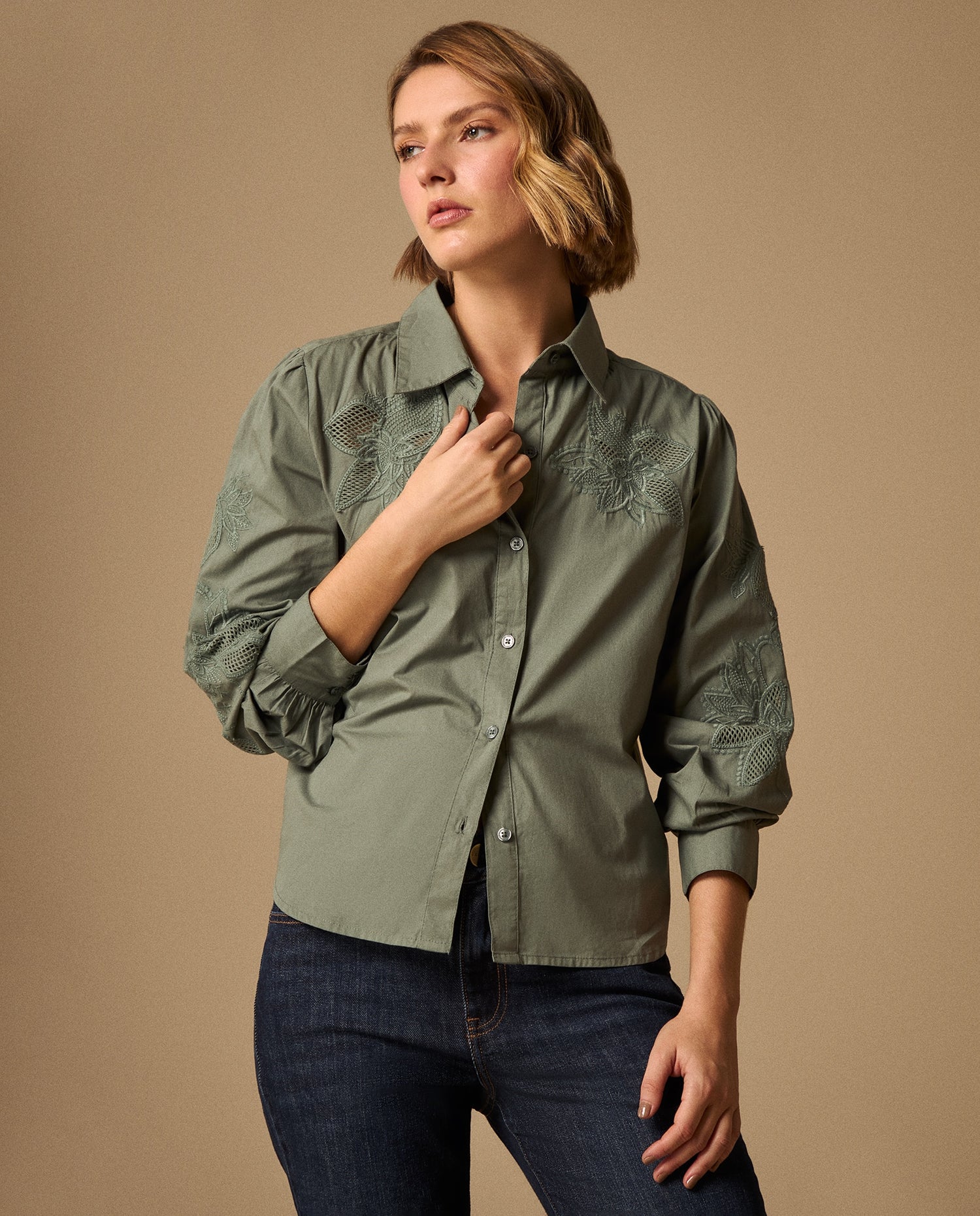 Camisa M/Larga Cuello Redondo - Verde