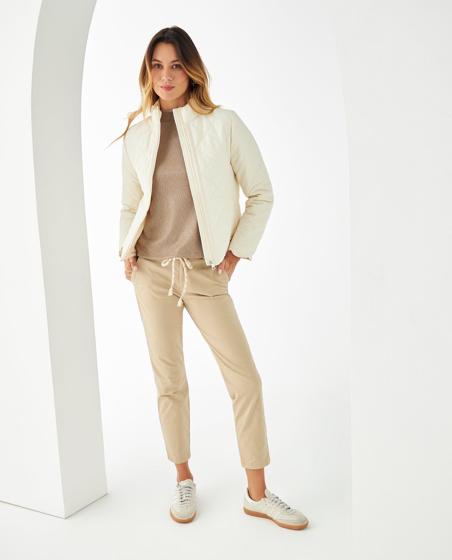 Chaqueta abullonada para mujer - Crudo