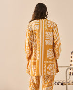Cárdigan largo estampado para mujer - Amarillo