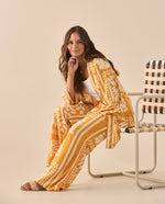 Cárdigan largo estampado para mujer - Amarillo