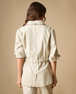 Chaqueta con cinturón ajustable largo medio - Blanco