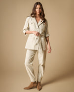 Chaqueta con cinturón ajustable largo medio - Blanco