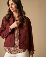 Chaqueta textura tipo ante largo medio - Rojo