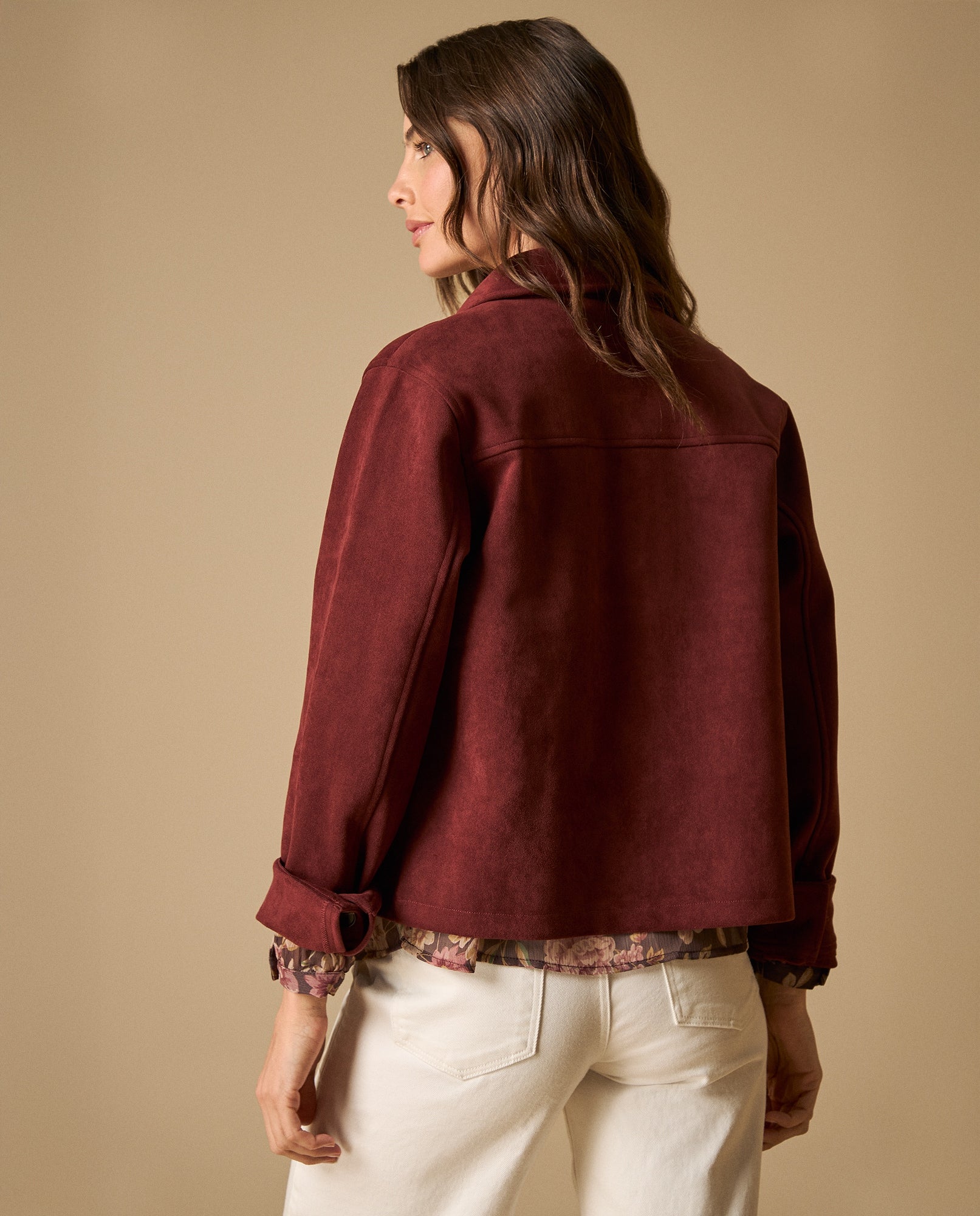 Chaqueta textura tipo ante largo medio - Rojo 34_621H201_ROJ191760_5