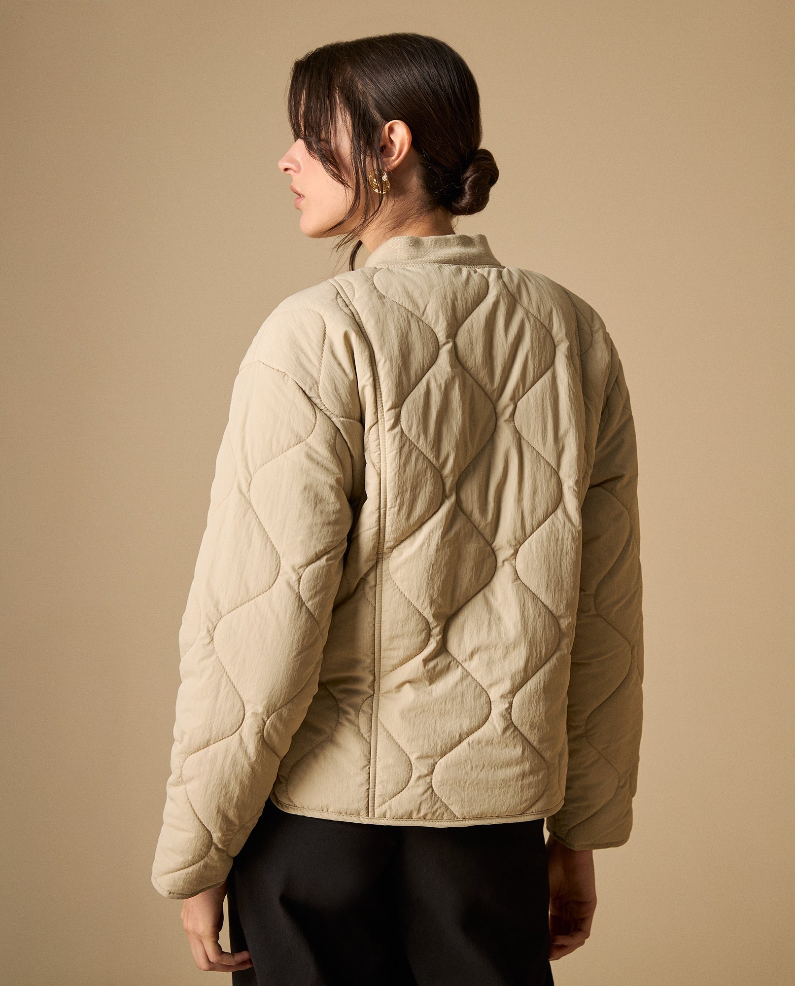 Chaqueta acolchada silueta abullonada - Beige 34_621H220_BEI130607_5