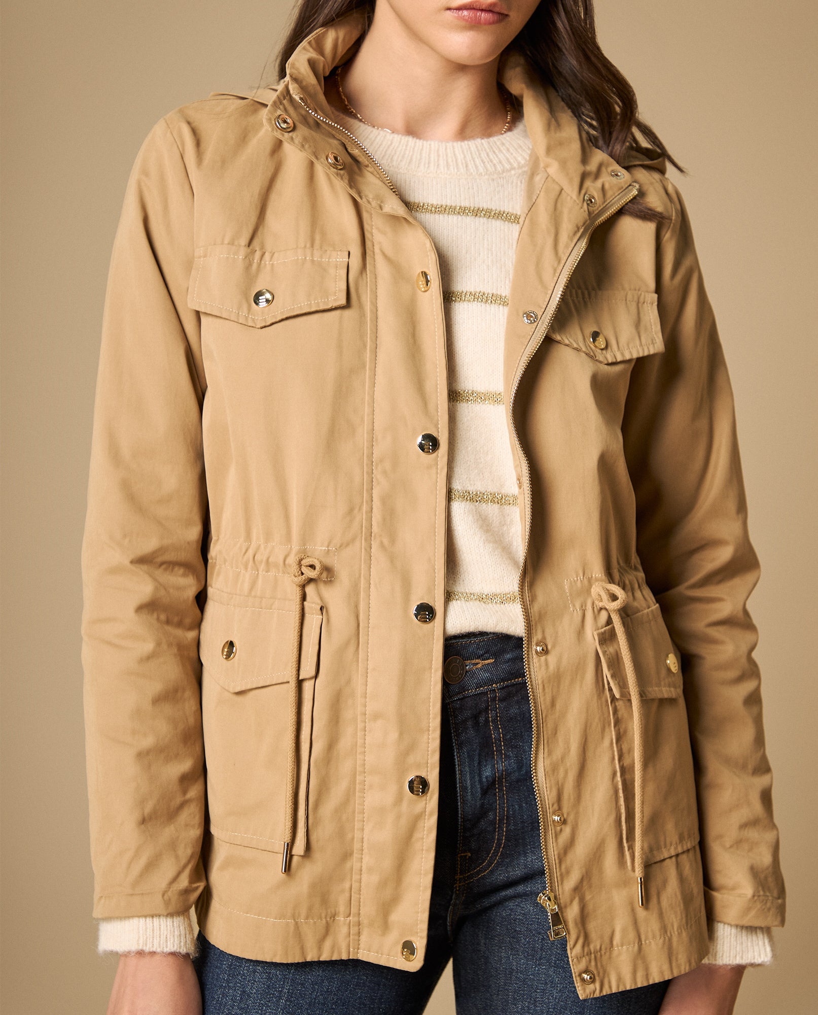 Chaqueta corta estampada con capucha ajustable - Café 34_621H230_CAF181017_3