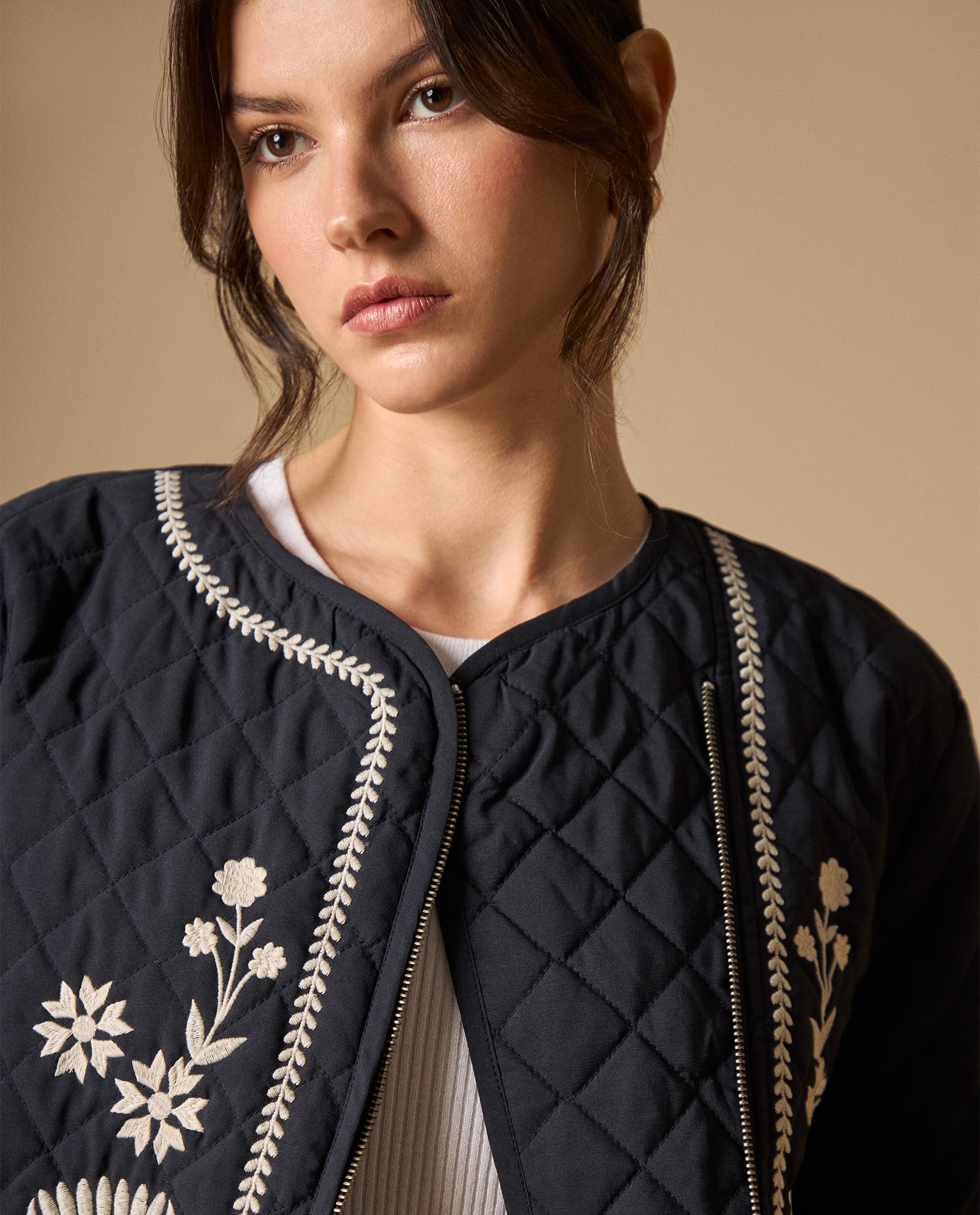 Chaqueta bordada corta con forro - Azul 34_621H241_AZU184028_4
