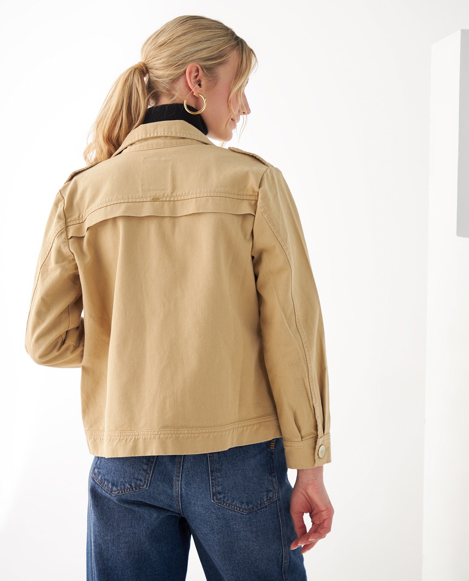 Chaqueta de diseño abierto para mujer - Caqui 34_622F001_CAQ150309_4