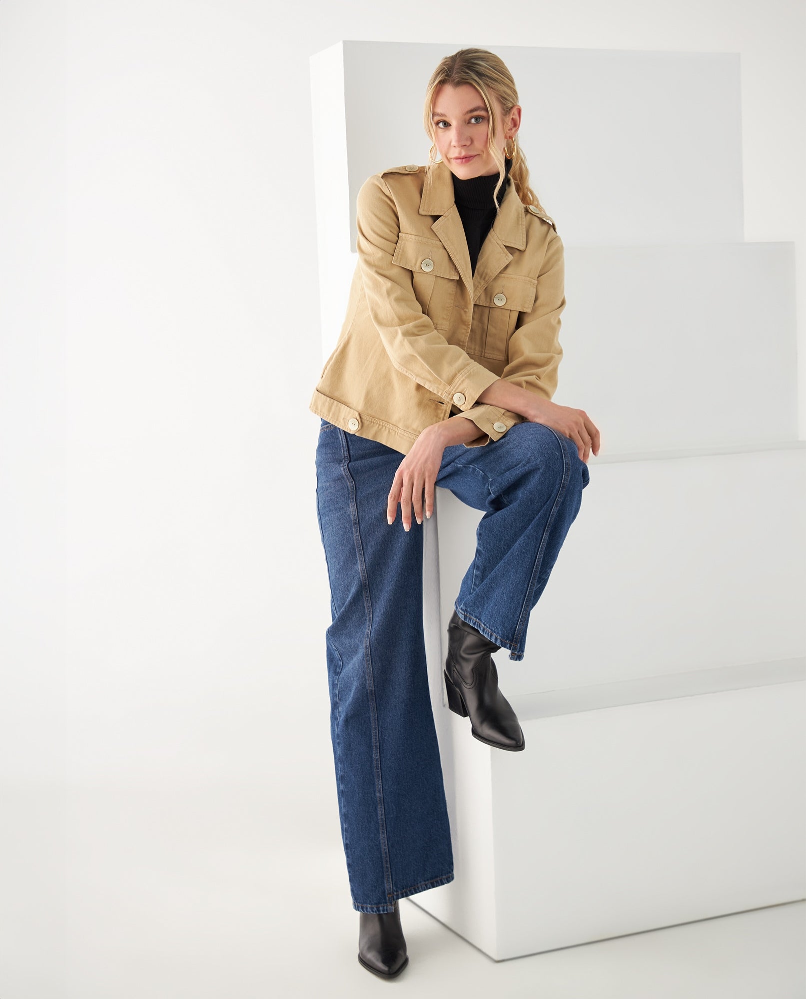 Chaqueta de diseño abierto para mujer - Caqui 34_622F001_CAQ150309_6