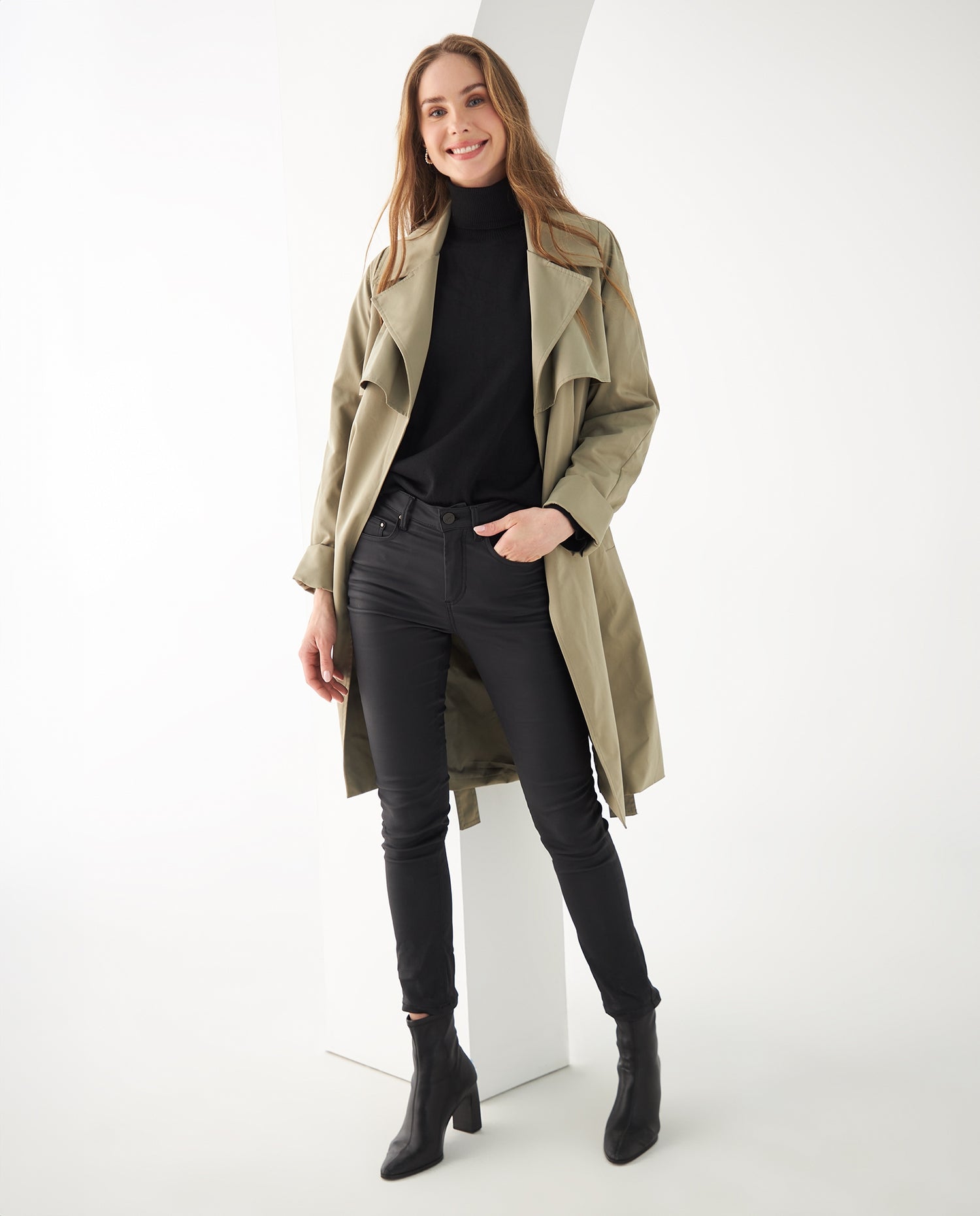 Abrigo cuello tipo solapa para mujer - Verde