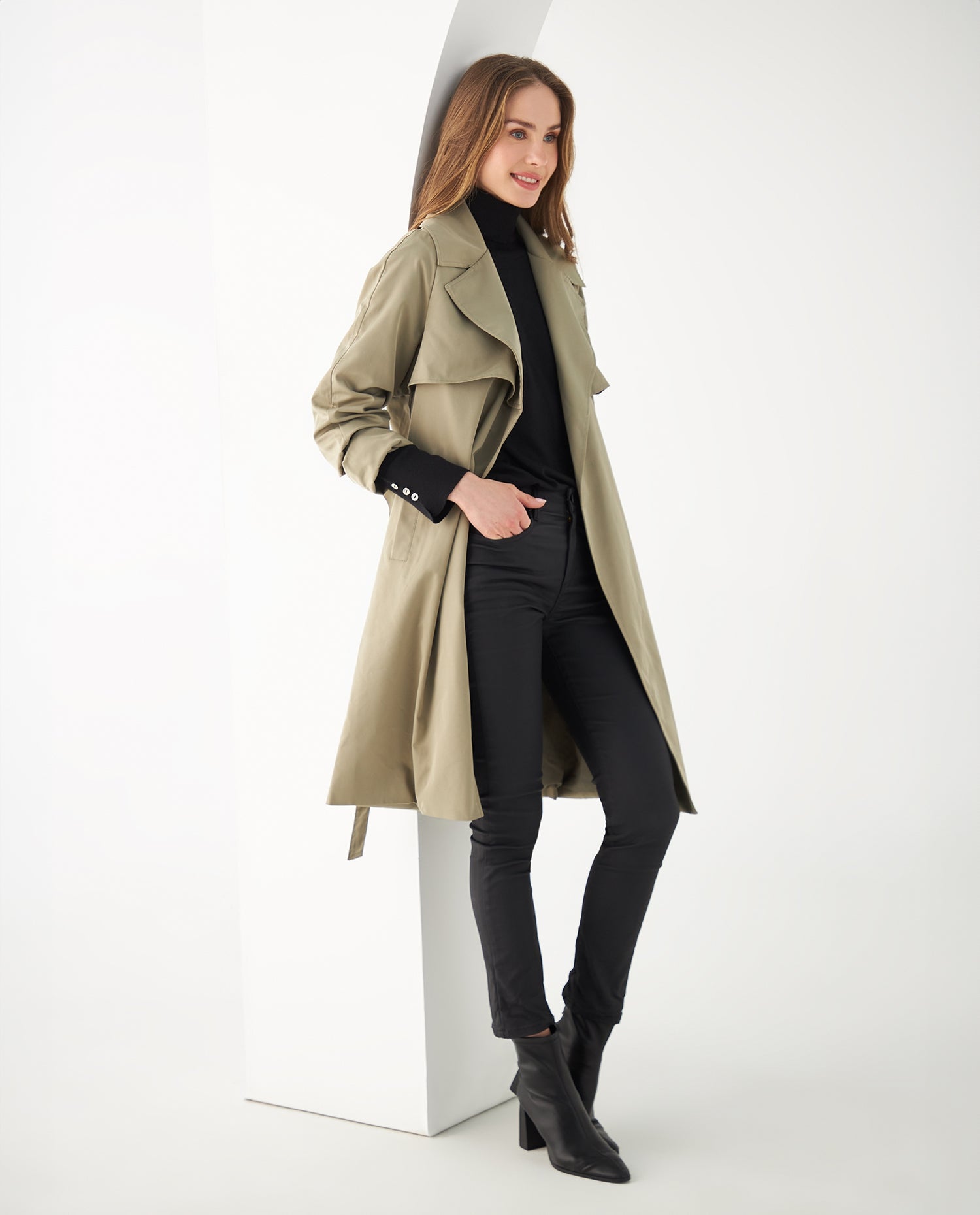 Abrigo cuello tipo solapa para mujer - Verde