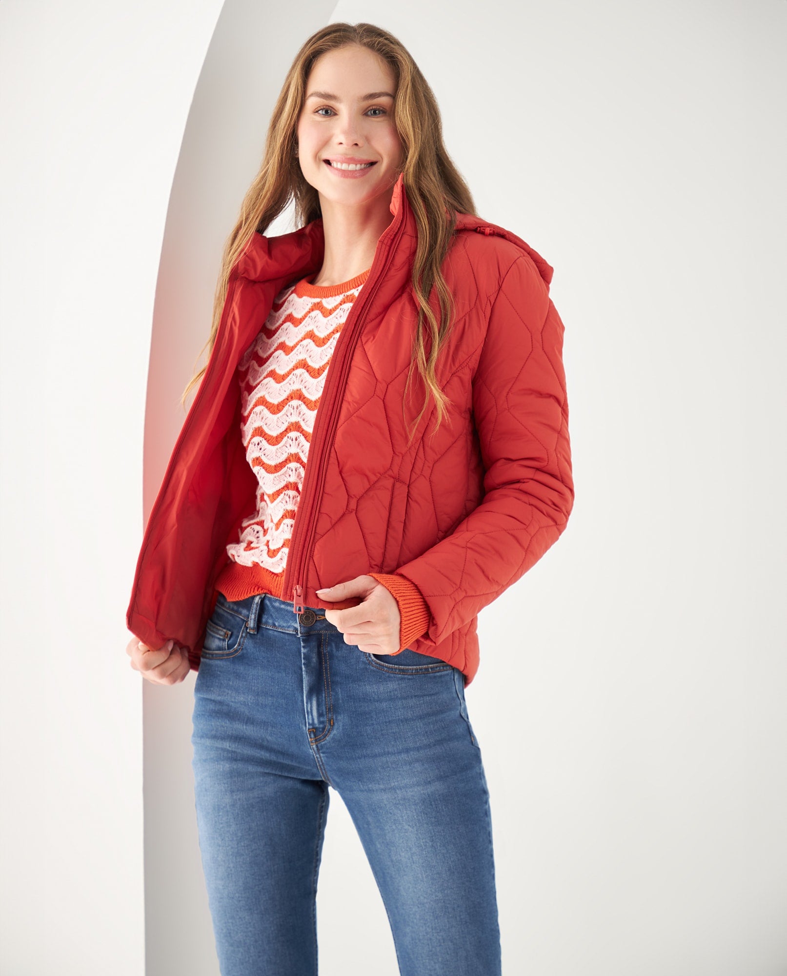 Chaqueta con capucha removible para mujer - Rosa 34_622F202_ROS171644_0