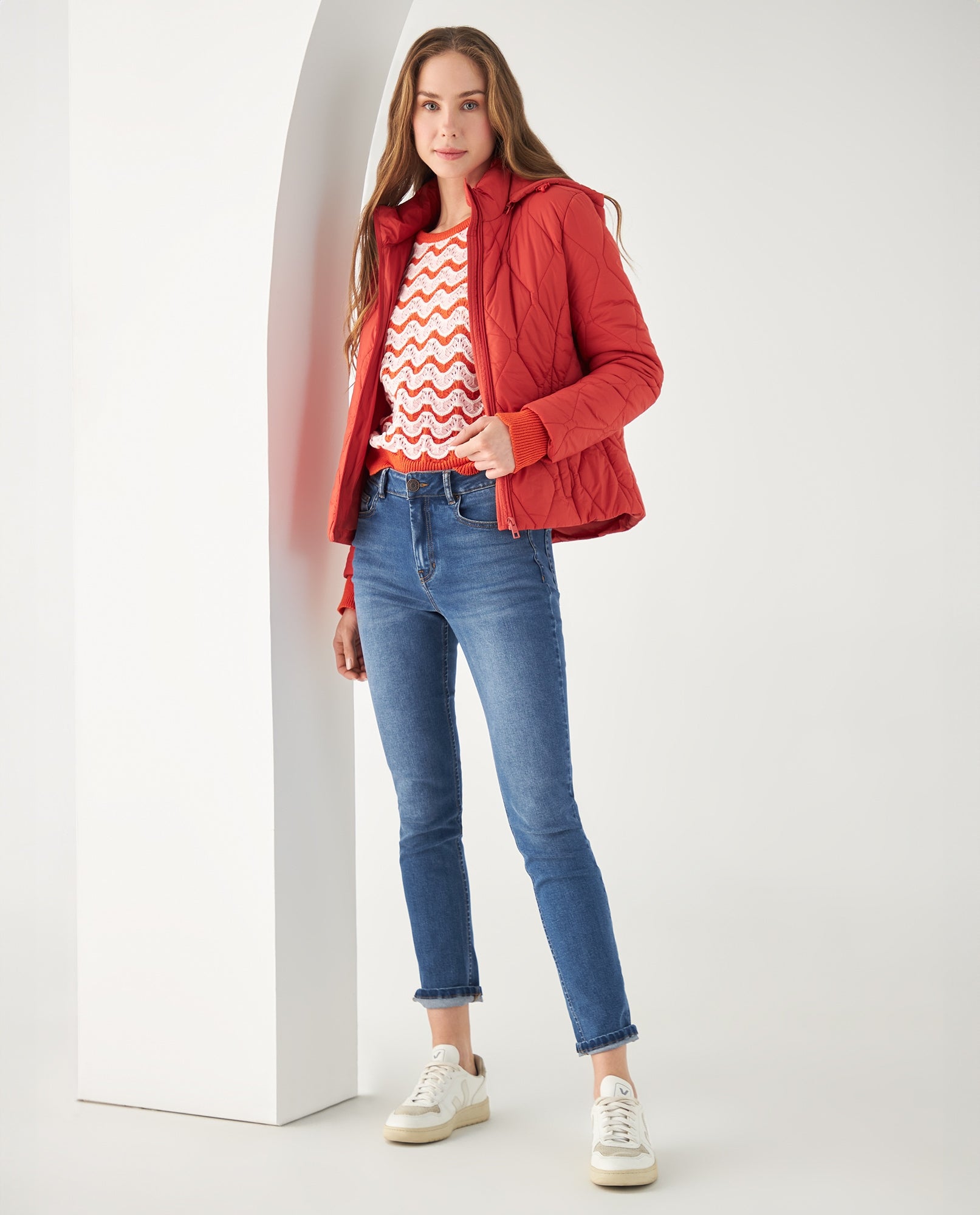 Chaqueta con capucha removible para mujer - Rosa 34_622F202_ROS171644_5