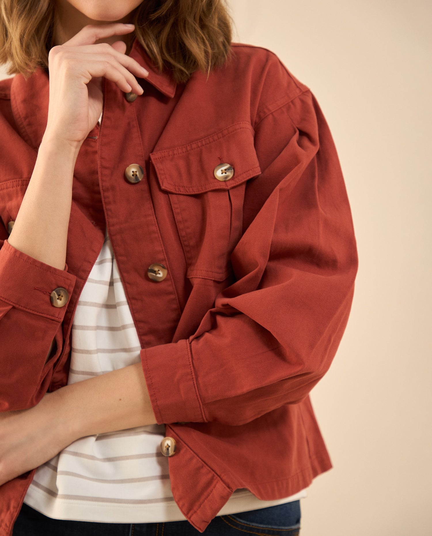 Chaqueta cuello clásico para mujer - Rojo