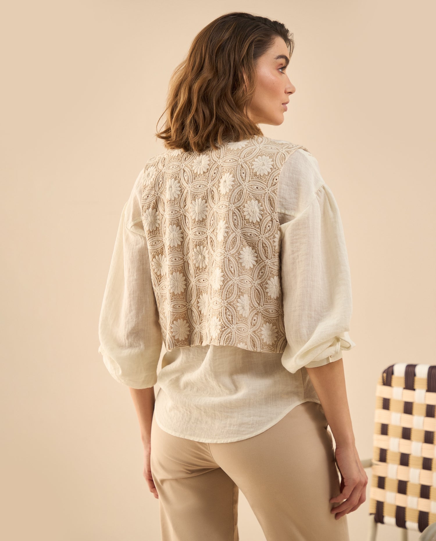 Chaqueta tipo chaleco para mujer - Beige