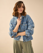 Chaqueta en denim tono medio para mujer - Azul
