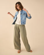 Chaqueta en denim tono medio para mujer - Azul