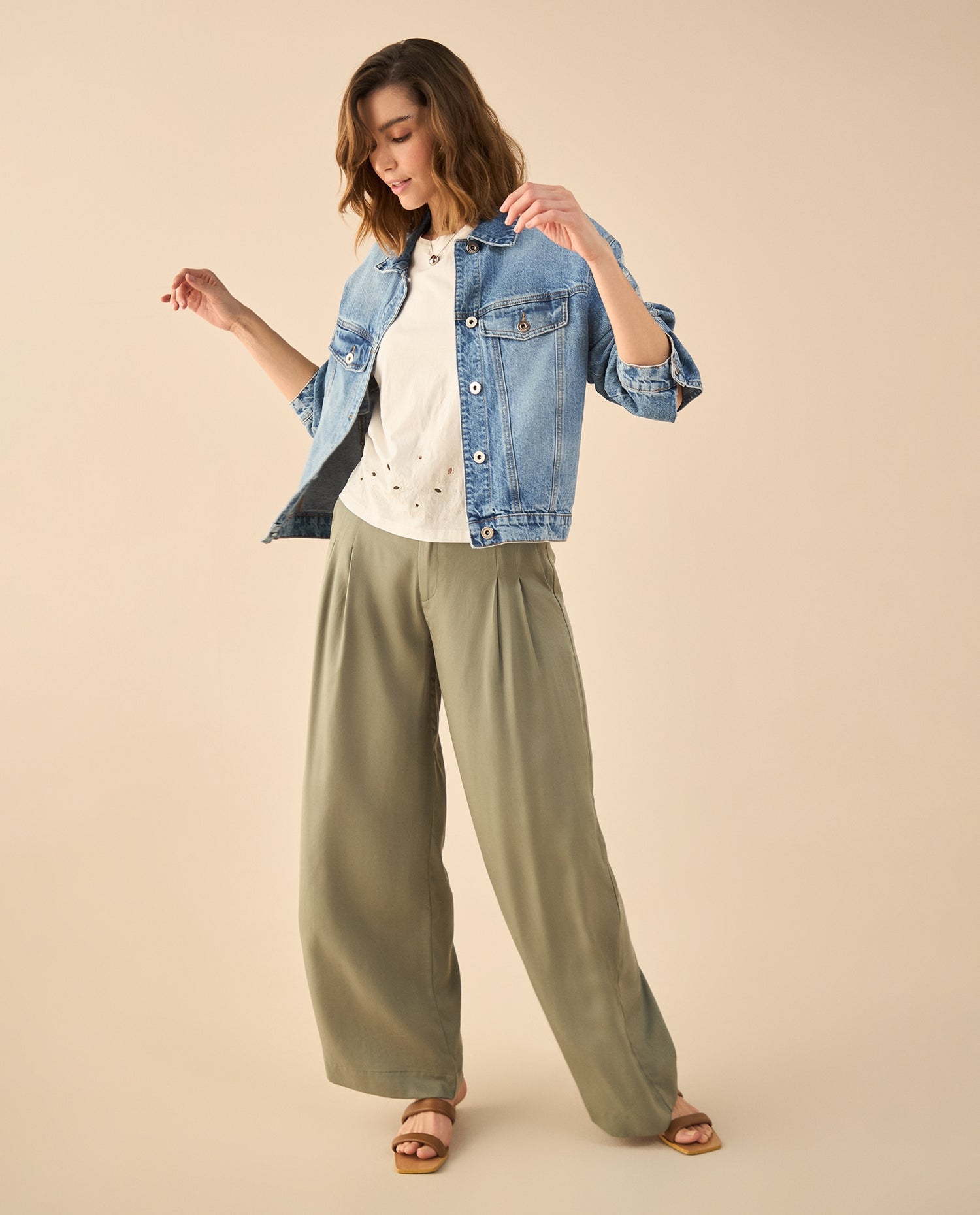 Chaqueta en denim tono medio para mujer - Azul