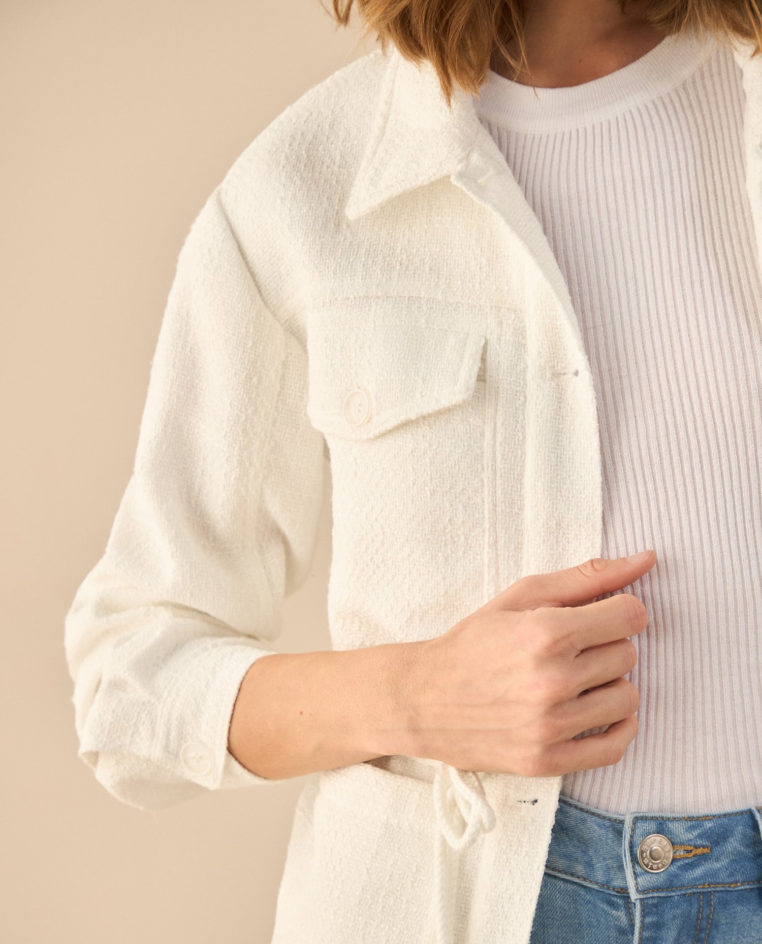 Chaqueta tejida para mujer - Blanco