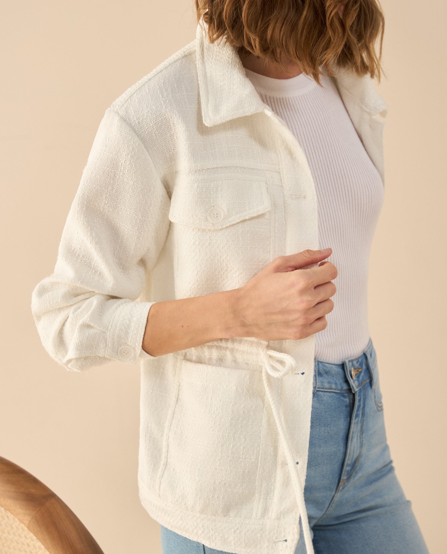 Chaqueta tejida para mujer - Blanco