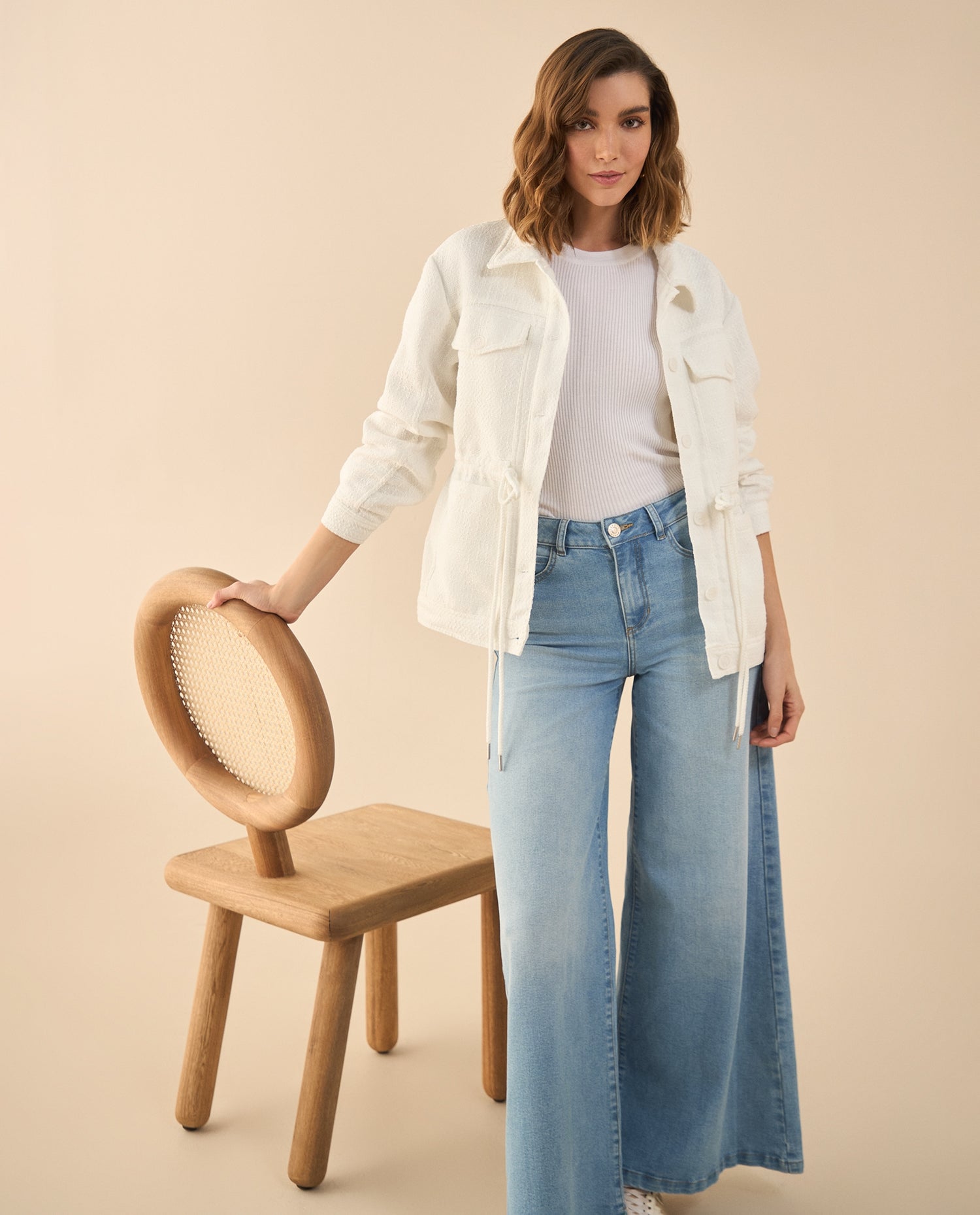 Chaqueta tejida para mujer - Blanco