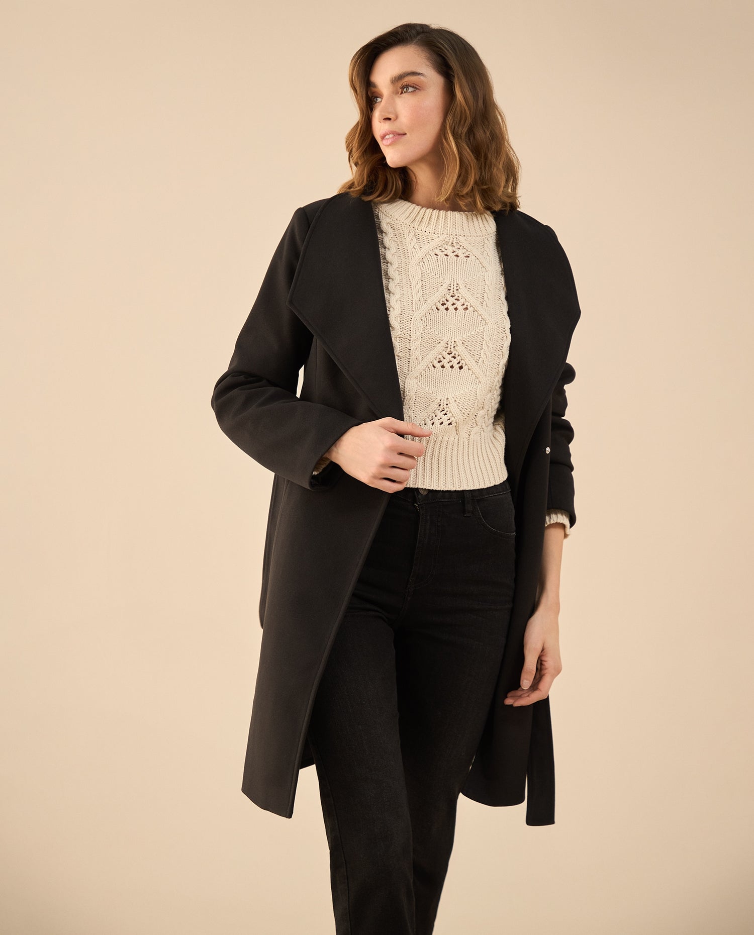 Chaqueta tipo abrigo para mujer - Negro