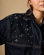 Chaqueta de denim con aplicaciones de cristales - Azul