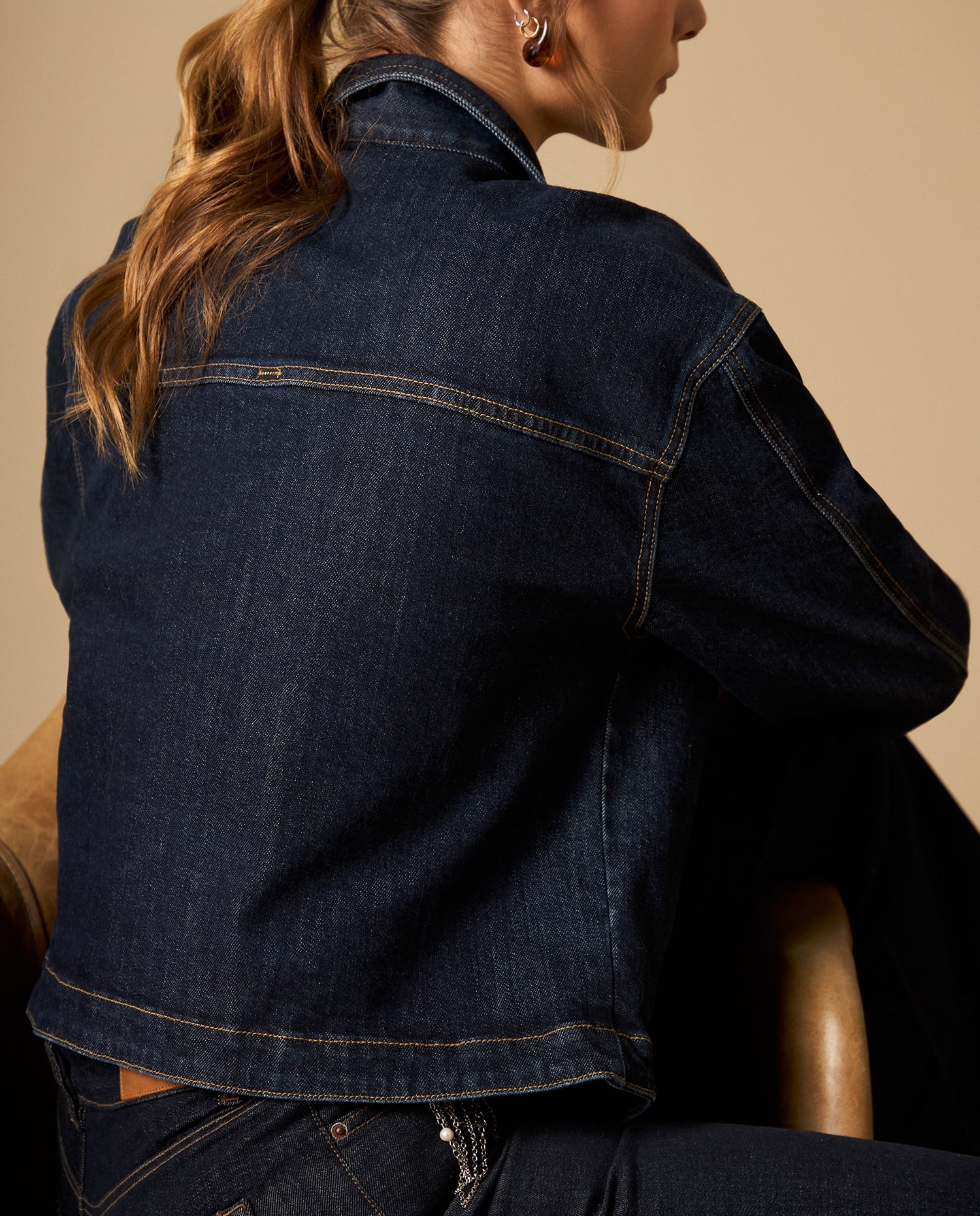 Chaqueta de denim con aplicaciones de cristales - Azul
