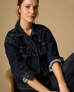 Chaqueta de denim con aplicaciones de cristales - Azul