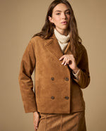 Chaqueta cruzada con botones dobles - Café